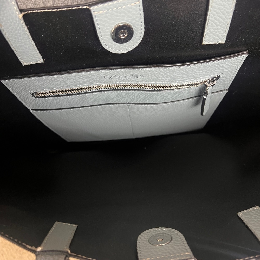 NEW $168 Calvin Klein Rachel Vegan Leather Novelty Tote Bag‎ Blue Shoulder bag - Picture 8 of 8